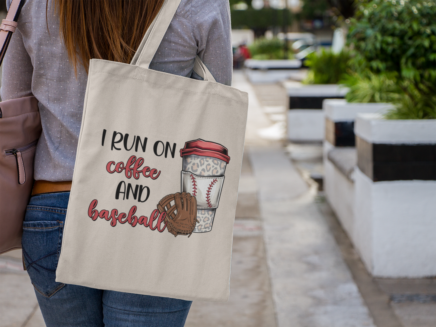 "I run on coffee and baseball" Tote Bag