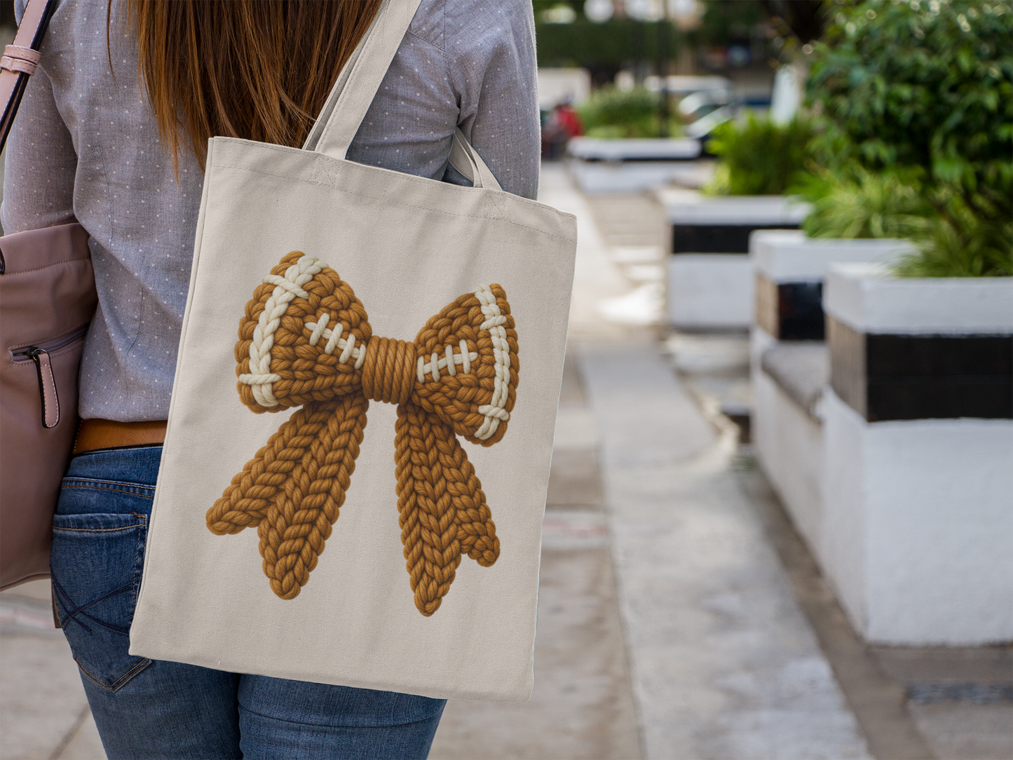 Football Bow Tote Bag