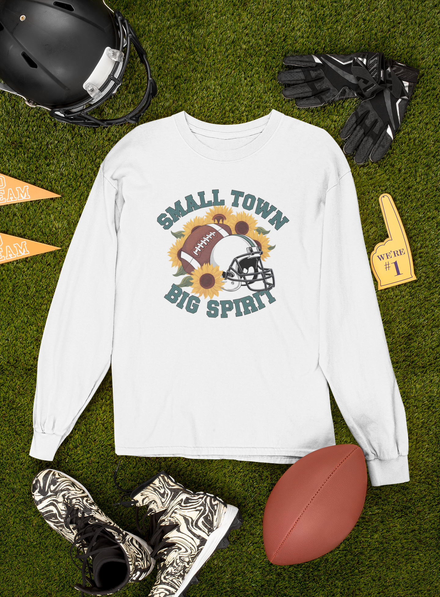 Small Town Big Spirit Football T-shirt/Long Sleeve
