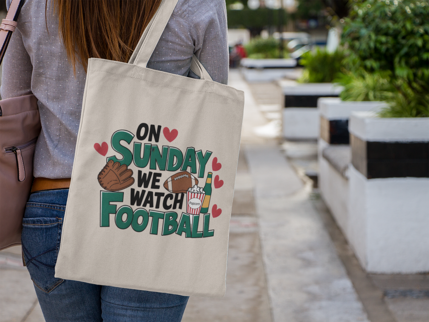 "On Sunday We Watch Football" Tote Bag