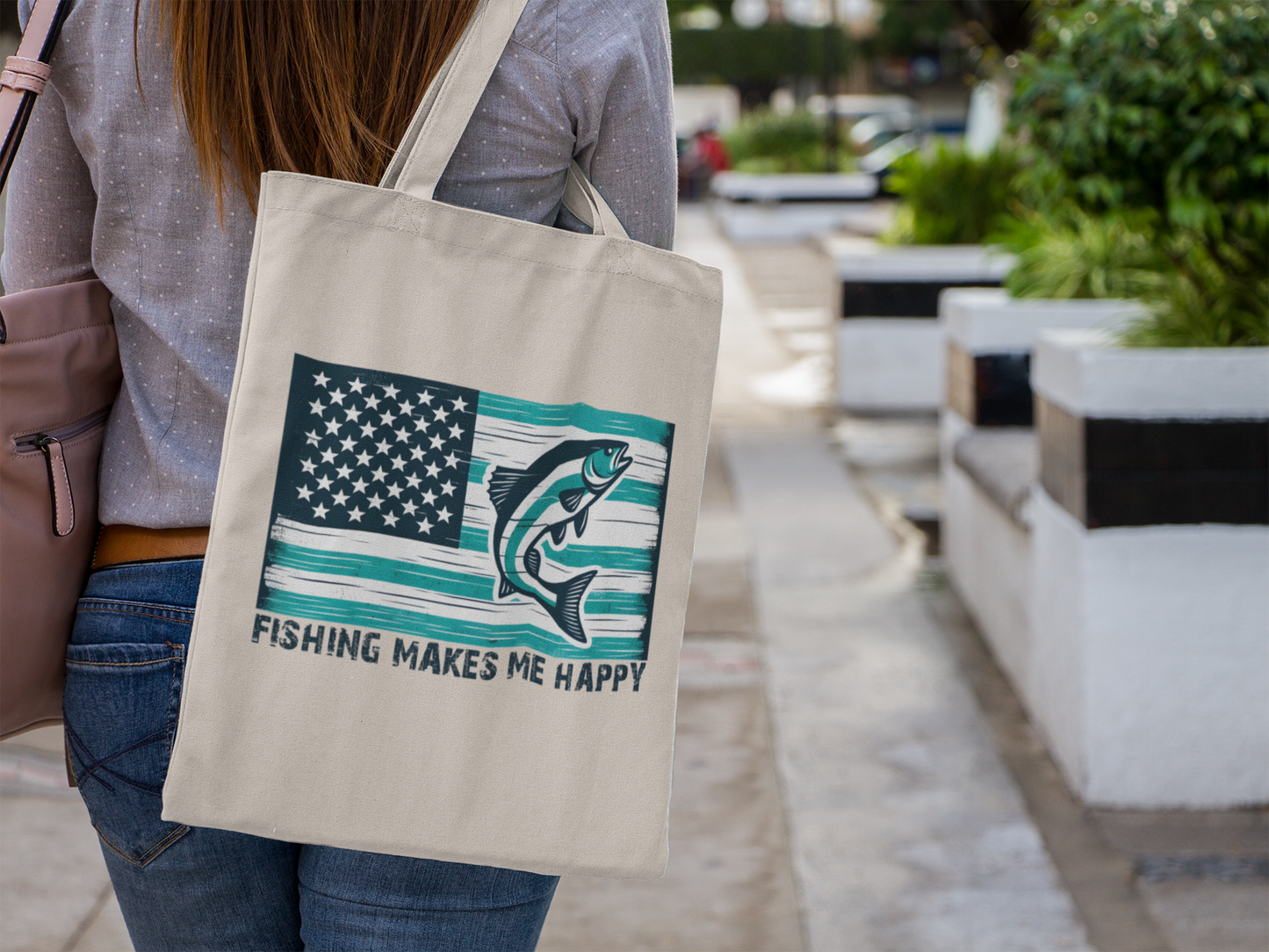 Fishing Makes Me Happy Tote Bag