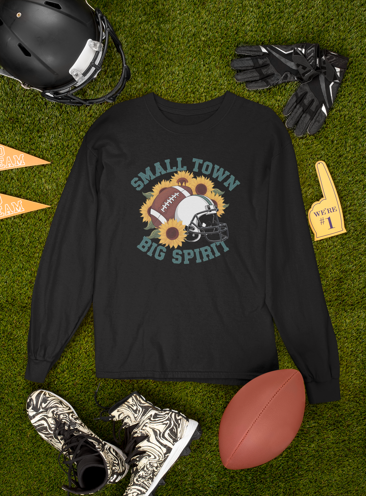 Small Town Big Spirit Football T-shirt/Long Sleeve