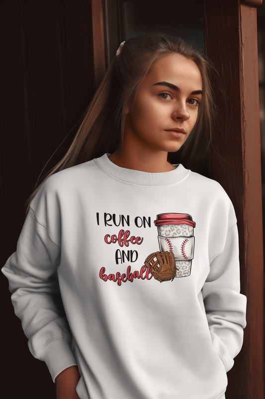 "I Run On Coffee And Baseball" Crew Neck