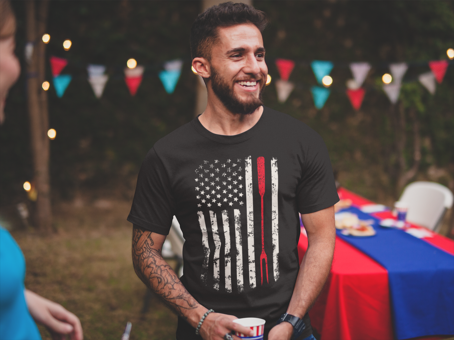 American Flag BBQ T-shirt